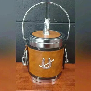 Vintage 1970's Equestrian Ice  Bucket Horse Horseshoe Decor